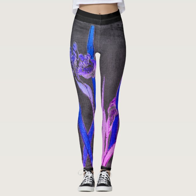 JAPANESE IRIS BLACK Leggings (Vorderseite)