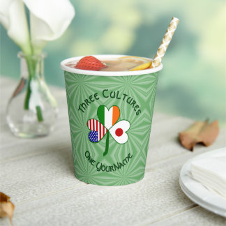 Japanese Irish American Shamrock Personalized Text Pappbecher