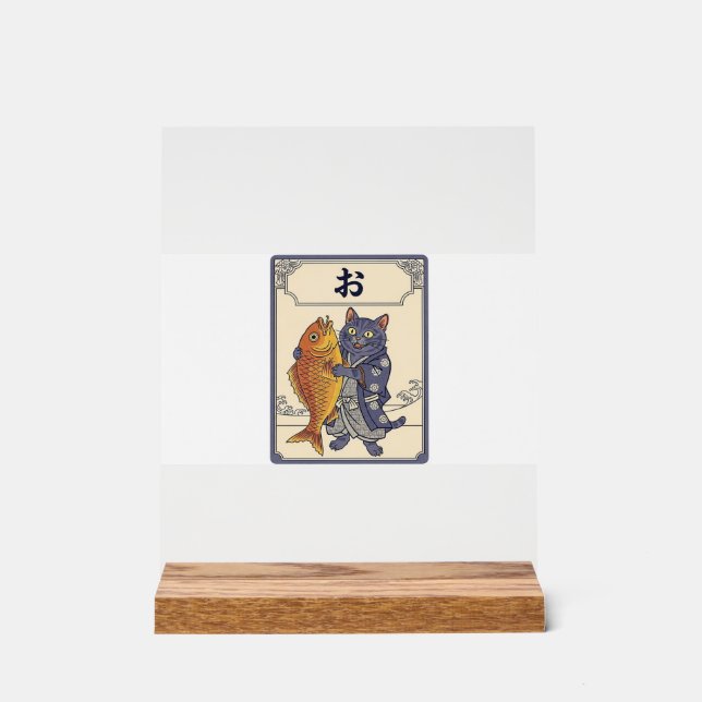 Japanese Karuta Cat  Acrylschild (Vorderseite)