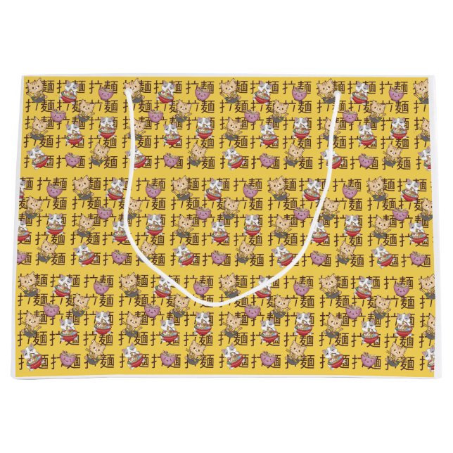 Japanese Kawaii Anime Cat Ramen Noodles Große Geschenktüte (Vorderseite)