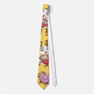 Japanese Kawaii Anime Cat Ramen Noodles Krawatte