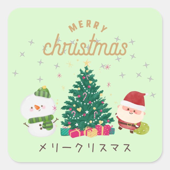 Japanese kawaii sticker 【Santa GREEN】christmas (Vorderseite)