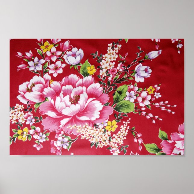 Japanese Kimono Flowers Poster (Vorne)