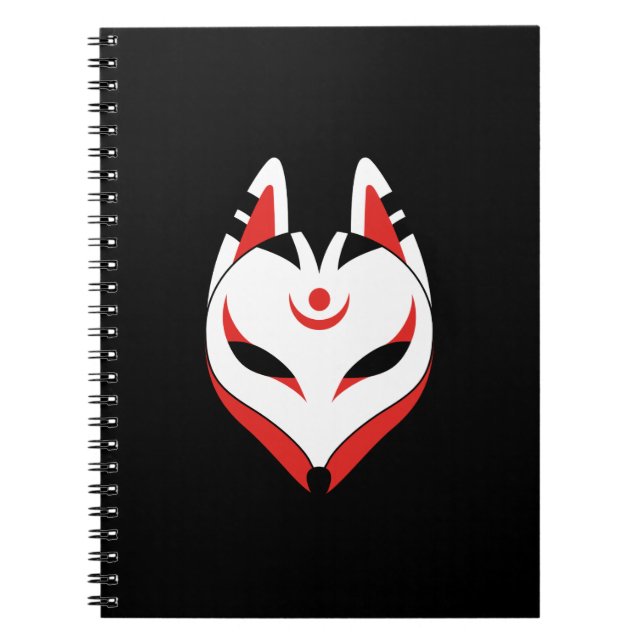 Japanese Kitsune Fox Mask on Black Notizblock (Vorderseite)
