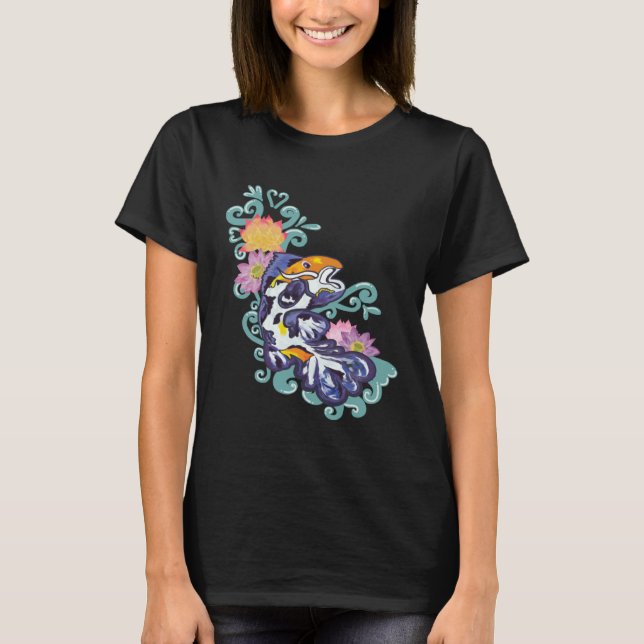 Japanese Koi Fish Aquarium Koi Carp Aquarium Blue T-Shirt (Vorderseite)
