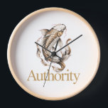Japanese Koi Symbol of Authority Mastery Uhr<br><div class="desc">Time reveals the strength within us. Inspired by the powerful symbolism of koi fish, this design reflects perseverance, leadership, and the quiet mastery developed through life's journey. In Japanese tradition, koi represent transformation and the courage to keep moving forward despite resistance. Within a space, this design becomes a meaningful reminder...</div>