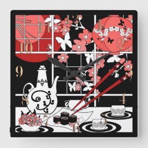 Japanese Küche Quadratische Wanduhr