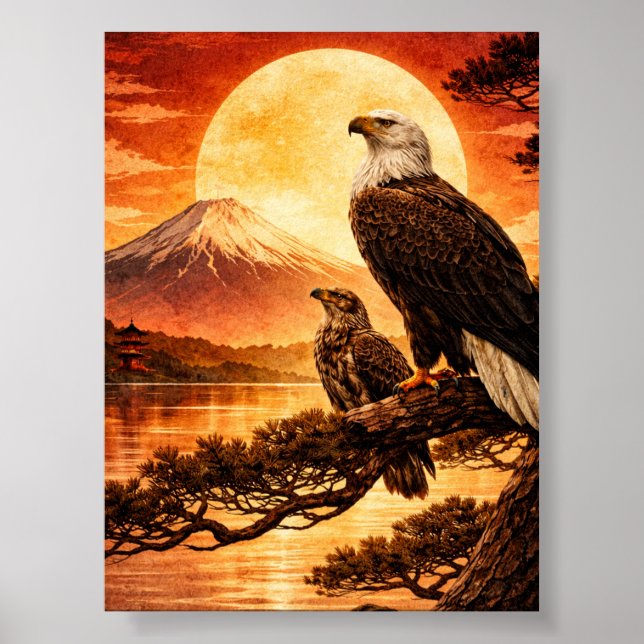 Japanese Landscape Eagle Value Poster  (Devant)