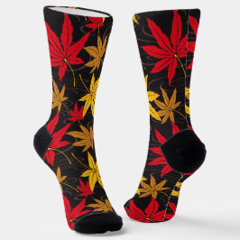 JAPANESE MAPLE LEAF(BLACK)-SOCKS SOCKEN