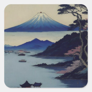 Japanese Mount Fuji Landscape Ukiyo-e Stickers