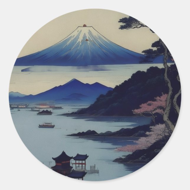 Japanese Mount Fuji Landscape Ukiyo-e Stickers  (Vorderseite)