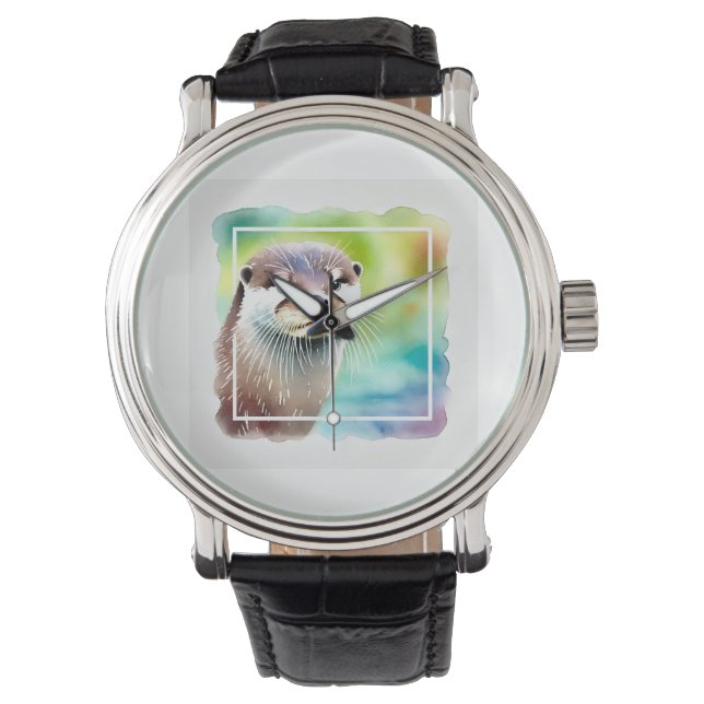Japanese Otter in Tranquil Waters 040924AREF130 -  Armbanduhr (Vorderseite)