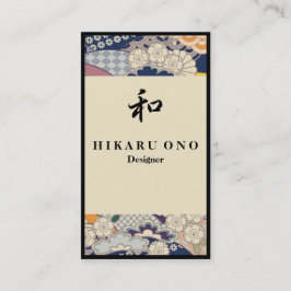 Japanese Pattern Ivory&Blue Visitenkarte