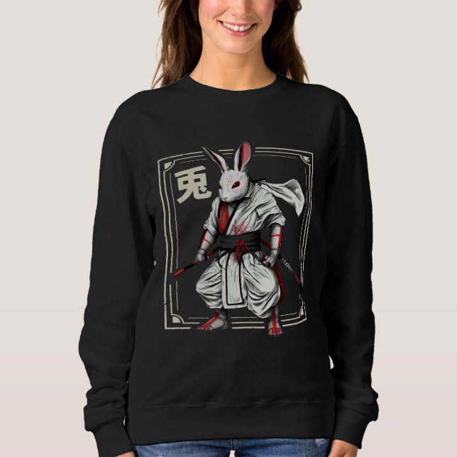 Japanese Rabbit Ninja Retro Bunny Ninja Rabbit Sweatshirt (Vorderseite)