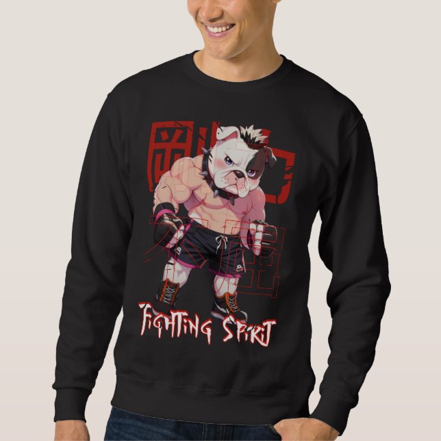 Japanese Retro Anime Bulldog MMA Mixed Martial Art Sweatshirt (Vorderseite)
