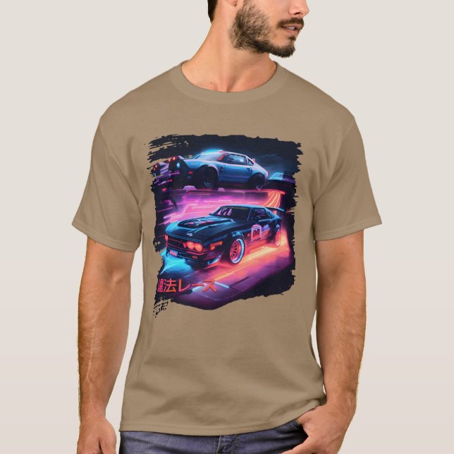 Japanese Retro Car Racing Drifting Art JDMuning vi T-Shirt (Vorderseite)