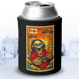 Japanese Retro Vintage UFO Skeleton Funny Gamer Dosenkühler