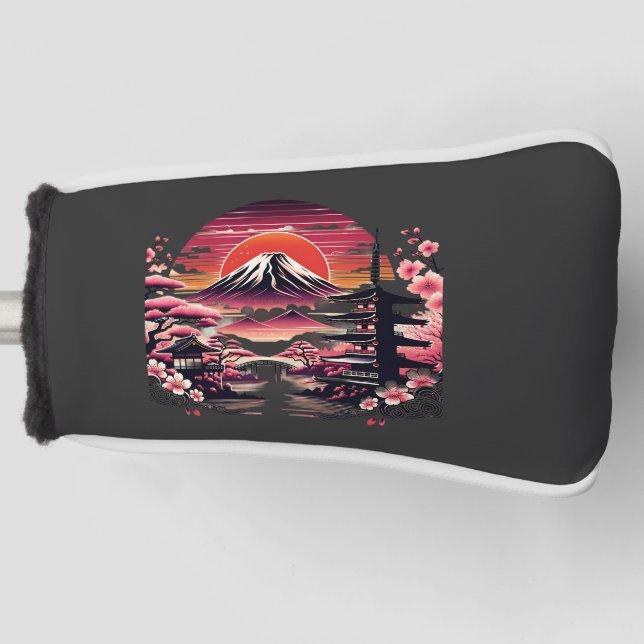 Japanese Sakura Garden Mount Fuji Cherry Blossom Golf Headcover (Vorderseite)