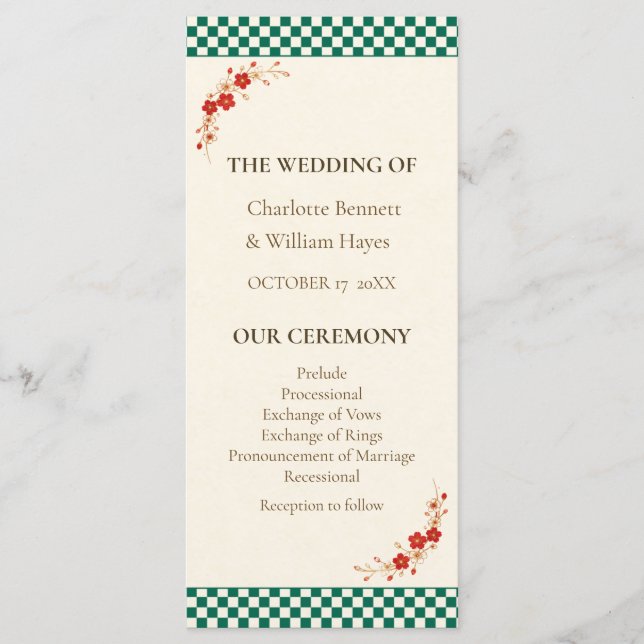 Japanese Sakura Ichimatsu Wedding Program Programm (Vorderseite)
