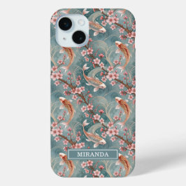 Japanese Sakura Koi Fish Pattern Monogrammed Case-Mate iPhone Hülle