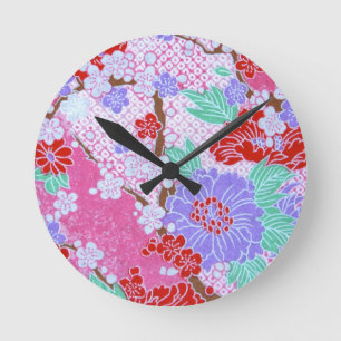 Japanese Sakura Pattern Clock Runde Wanduhr