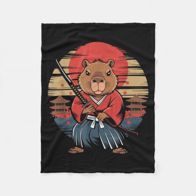 Japanese Samurai Capybara  Fleecedecke (Vorderseite)