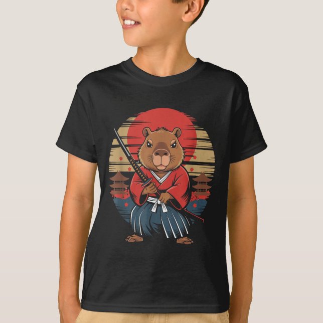 Japanese Samurai Capybara  T-Shirt (Vorderseite)