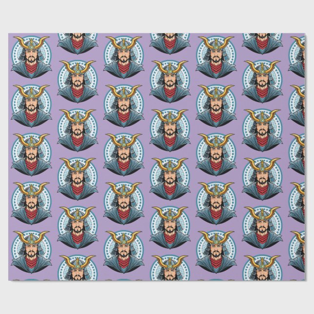 Japanese samurai geschenkpapier (Flach)