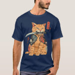 Japanese Samurai Ninja Cat Kawaii Tattoo Graphic T-Shirt<br><div class="desc">Japanese Samurai Ninja Cat Kawaii Tattoo Graphic . Check out our cats t shirt selection for the very best in unique or custom,  handmade piets from our shops.</div>