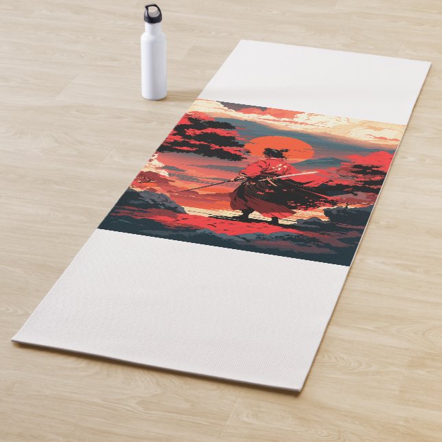 Japanese samurai warrior and retro sunset yogamatte (Beispiel)