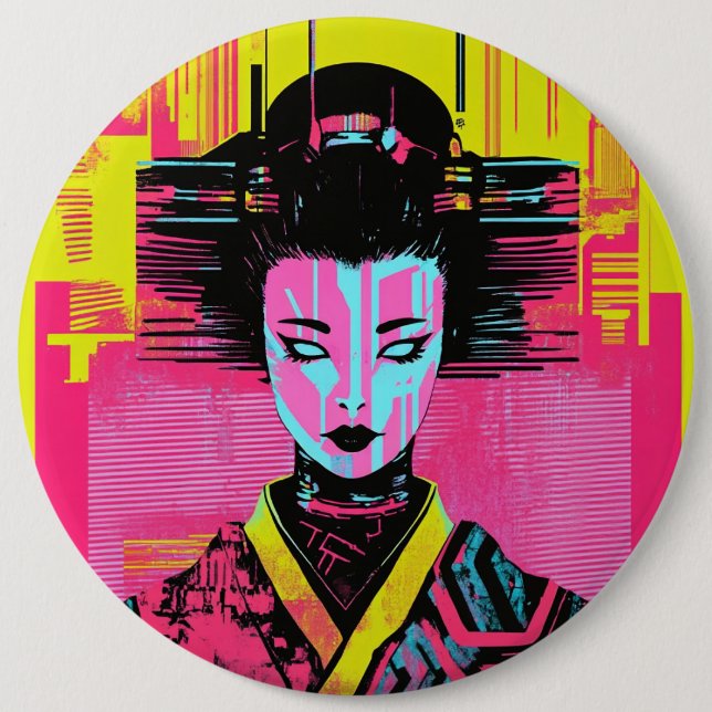 Japanese samurai woman button (Vorderseite)