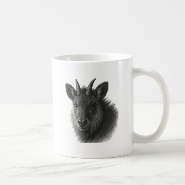 Japanese Serow Black & White Fine Art Mug Kaffeetasse (Rechts)