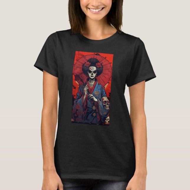 Japanese Skeleton Geisha  Skull Geisha  Graphic T-Shirt (Vorderseite)