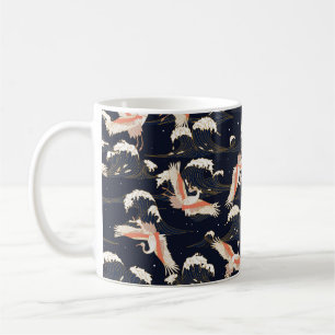 japanese Storks in vintintstyle on green backgrou Kaffeetasse