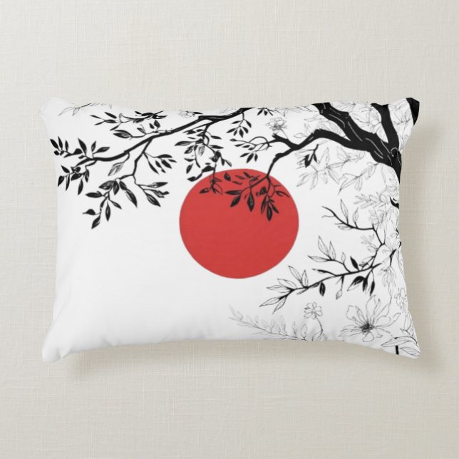 Japanese Sun & Nature Brush Art Dekokissen (Vorderseite)
