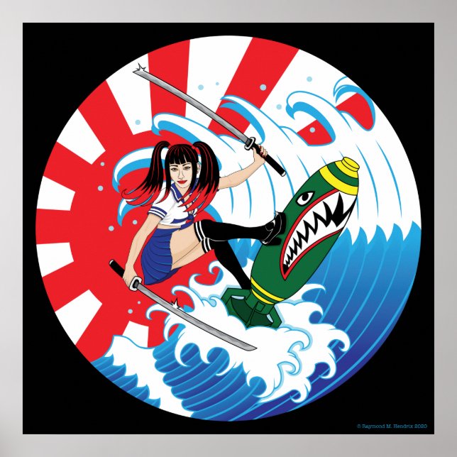 Japanese surfer girl poster (Vorne)