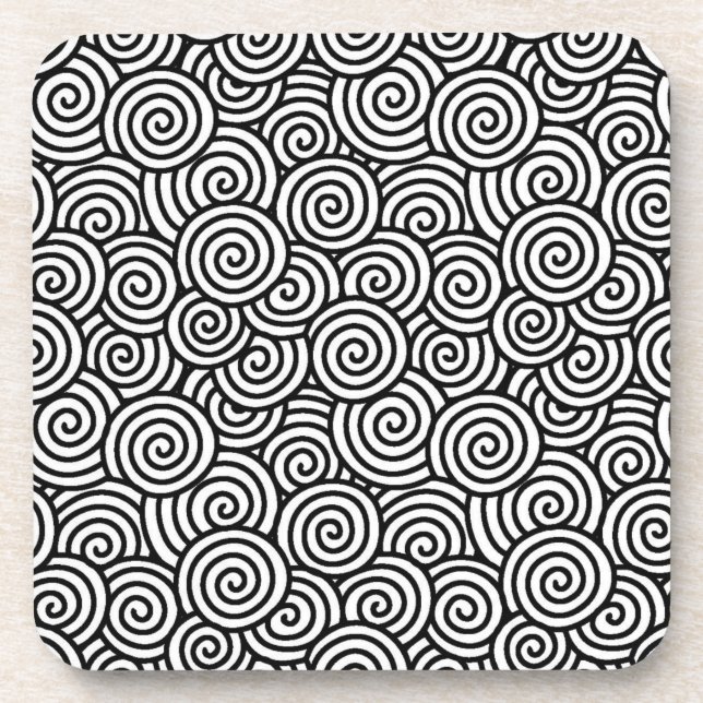 Japanese swirl pattern - white and black getränkeuntersetzer (Vorderseite)