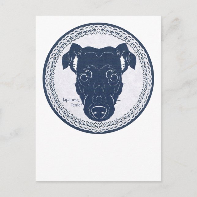 Japanese terrier paper-cutting /日本テリア・切り絵 トートバッグ postkarte (Vorderseite)