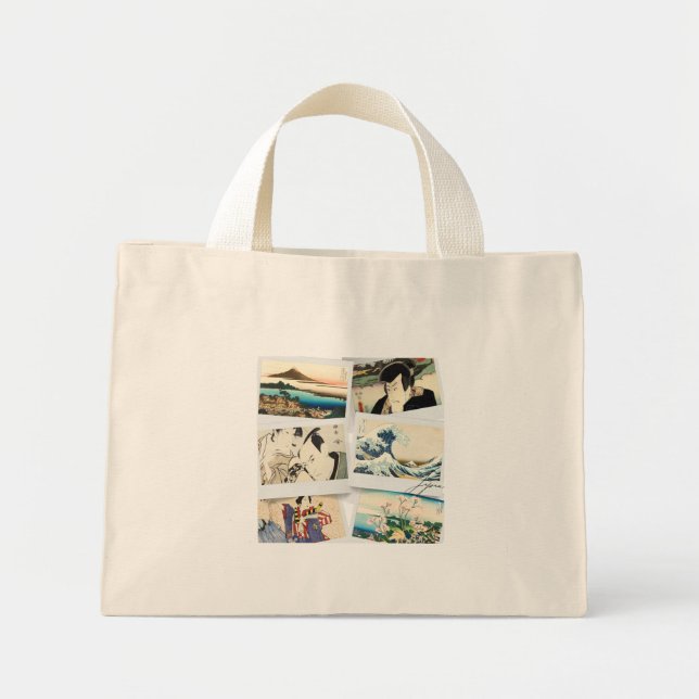 Japanese Ukiyo-e Inspired Design with Hokusai's Mini Stoffbeutel (Vorne)