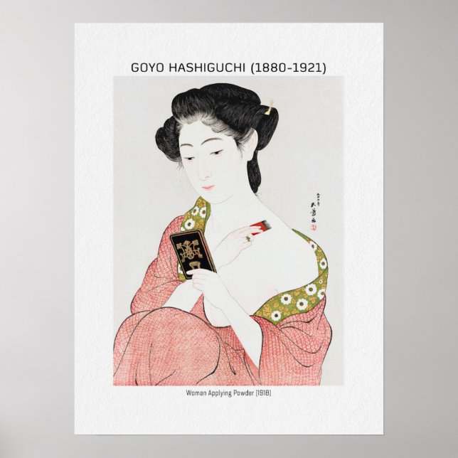 Japanese woman applying powder - Goyō Hashiguchi Poster (Vorne)