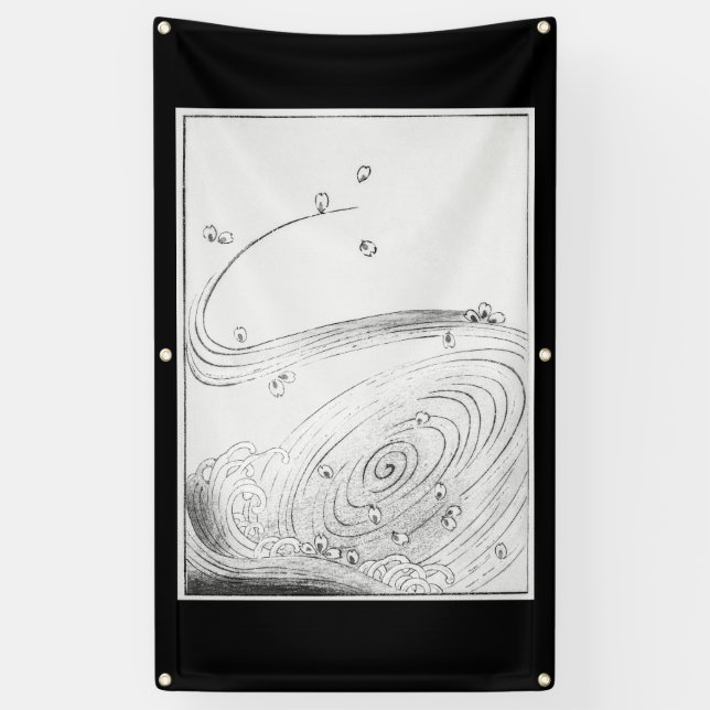 JAPANESE WOODBLOCK PRINT HOKUSAI WAVE BANNER (Vertikal)