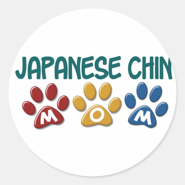 JAPANESISCHE CHIN Mama Pfosten Druck 1 Runder Aufkleber (Vorderseite)