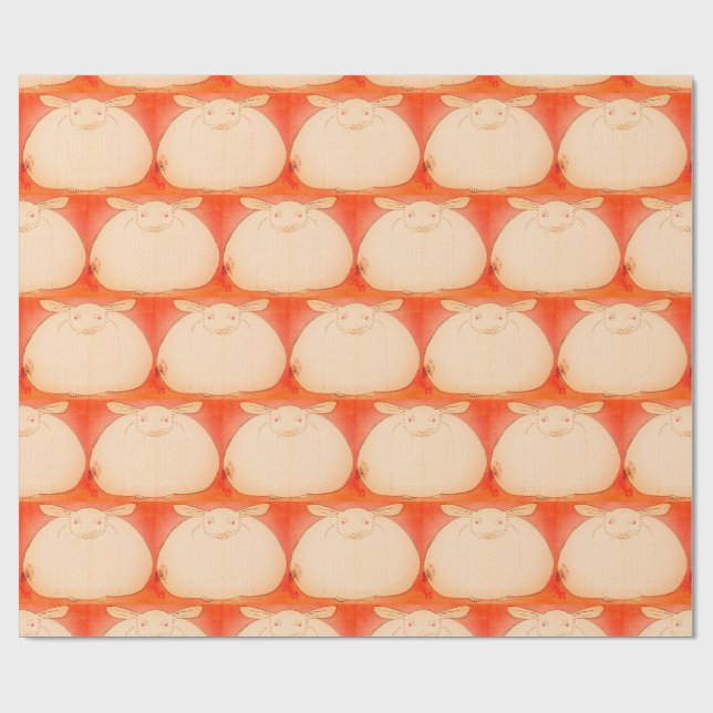 JAPANESISCHE FETT BUNNY Wrapping Paper Geschenkpapier (Flach)