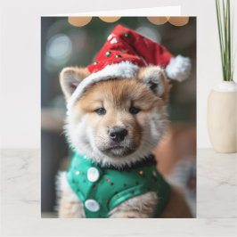 Japanisch Akita Elf Welpe Weihnachtskarte Karte