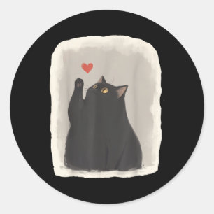 Japanisch Anime Niedlich Cat Heart Kawaii Black Ca Runder Aufkleber