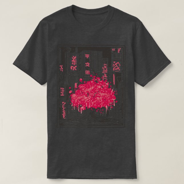 Japanisch Art Kawaii Sakura Tree Katana Anime Mang T-Shirt (Design vorne)