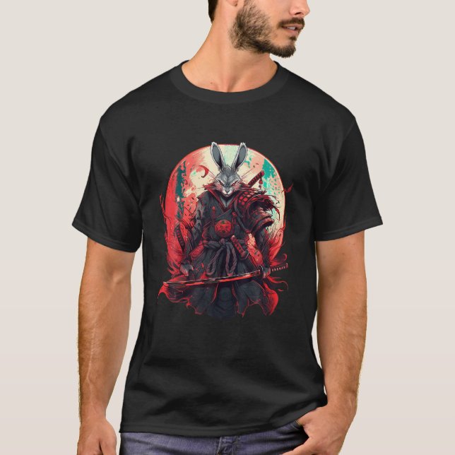 Japanisch Art Rabbit Ninja Ukiyo e Anime Style Sam T-Shirt (Vorderseite)