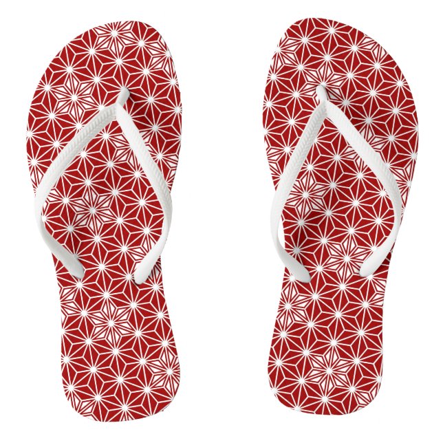 Japanisch Asanoha oder Star Pattern, dunkelrot Flip Flops (Fußbett)