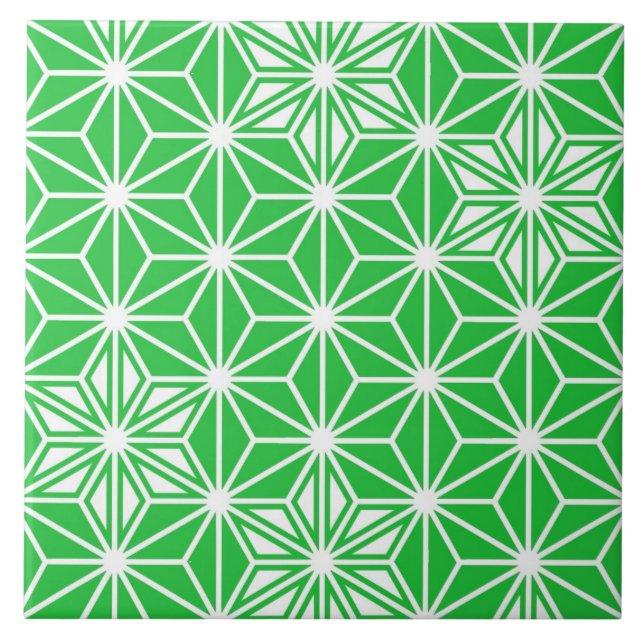 Japanisch Asanoha oder Star Pattern, Jadegrün Fliese (Vorderseite)