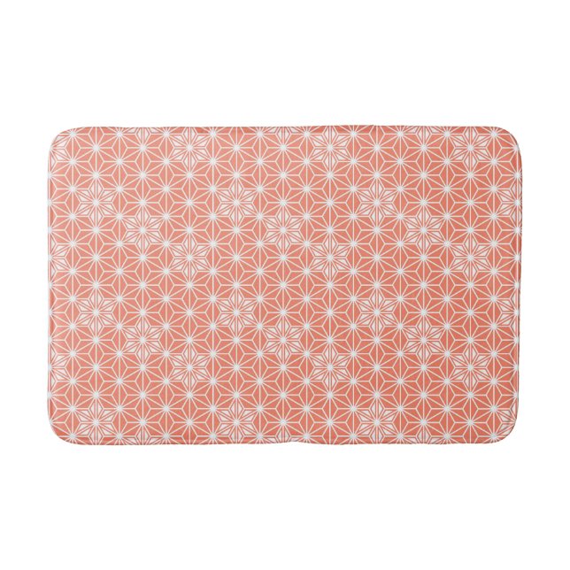 Japanisch Asanoha oder Star Pattern - Korallenrosa Badematte (Vorderseite)
